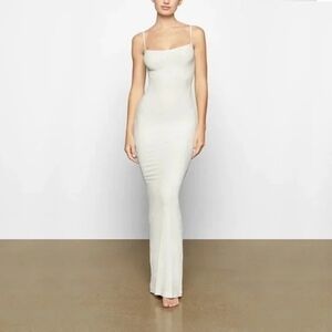 NWT Skims Lounge Long Slip Cami Maxi Dress In Marble Foil